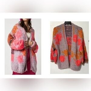 Free People Gather Me Close Floral cardigan in the Glowing Purple Combo